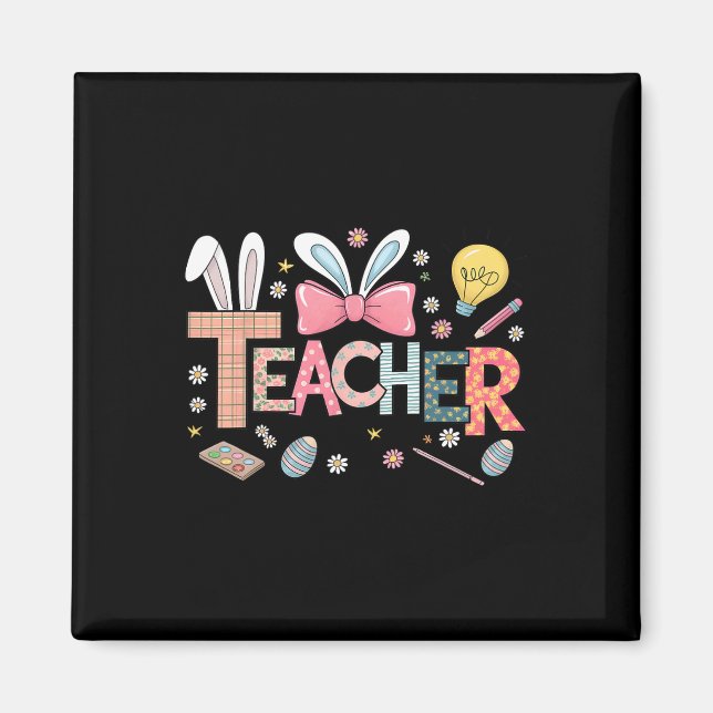 Imán Profesora Bunny Easter Funny Tee De Pascua Para Pr (Frente)