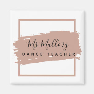 Imán Profesora de danza negra y Rosa Gold personalizada