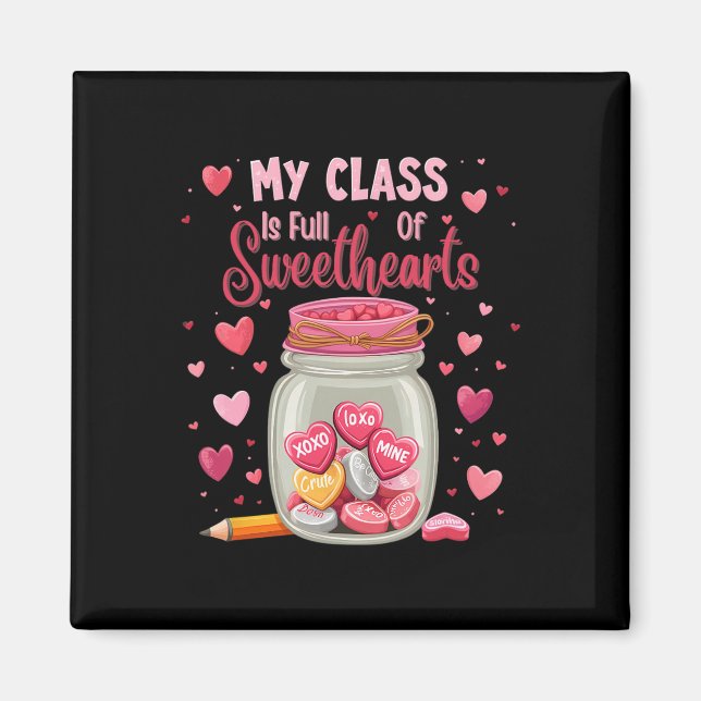 Imán Profesora de frasco de dulces de San Valentín  (Frente)