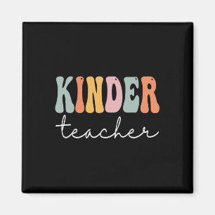 Imán Profesora de Kinder Retro Groovy Mujeres felices p