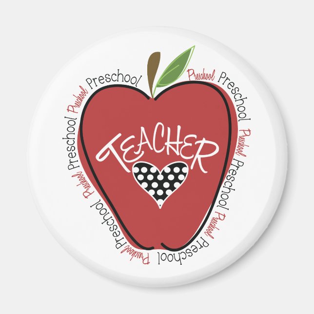 Imán Profesora de Preescolar de Apple Roja (Frente)