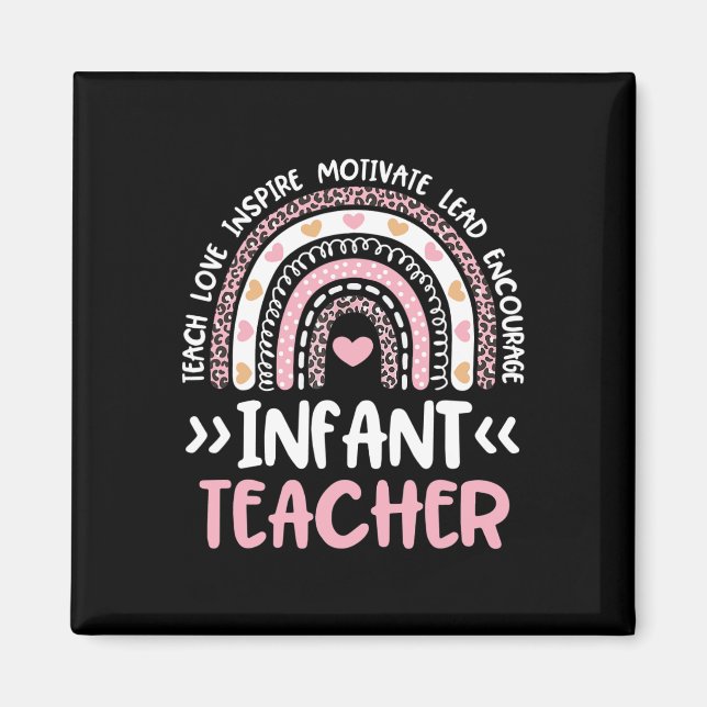 Imán Profesora infantil Cute Tie Dye Rainbow Heart Dayc (Frente)