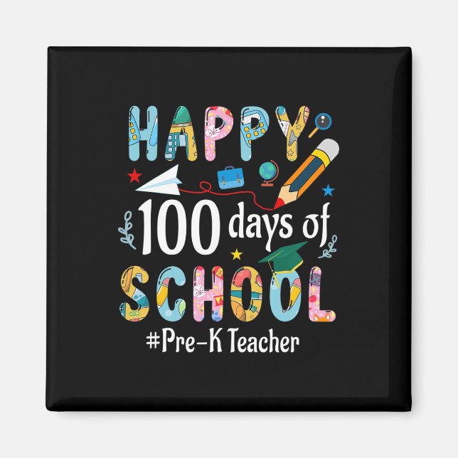 Imán Profesora pre-k Divertido 100° día de clases (Frente)