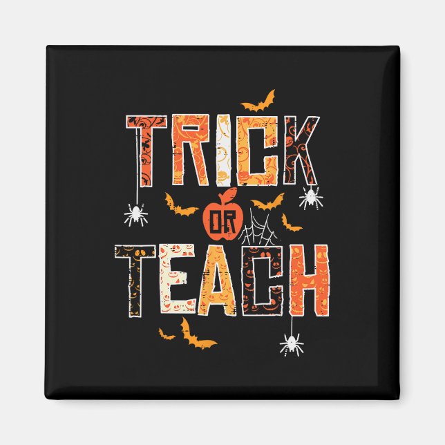 Imán Profesoras De Halloween Trick O Teach Retro Hallow (Frente)