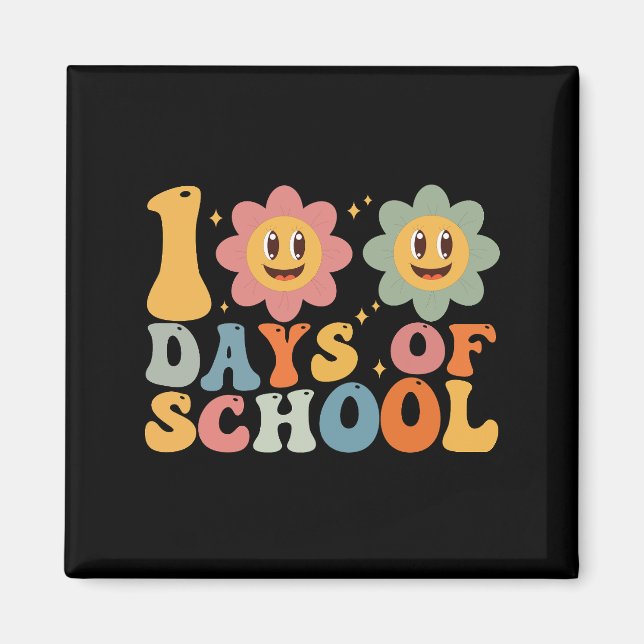 Imán Profesores Retro Groovy 100 días 0f (Frente)