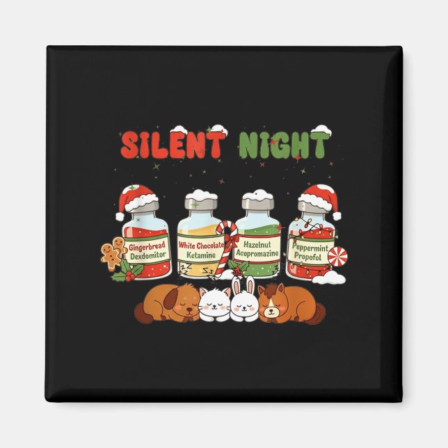 Imán Profol Silent Night Funny Vet Tech Christmas  (Frente)