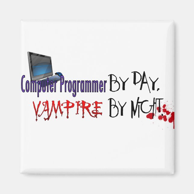 Imán Programador informático de día, vampiro de noche (Frente)