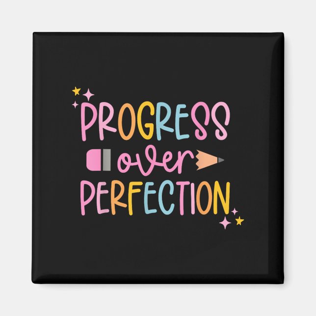 Imán Progress Over Perfection Motivational Back To Scho (Frente)