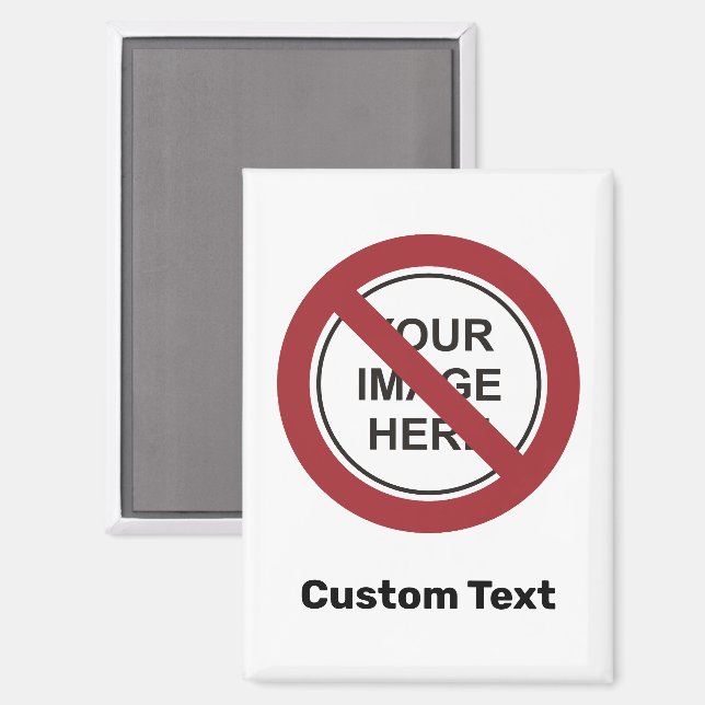 Imán Prohibición del Rótulo circular con texto e imagen (Anverso/Reverso)