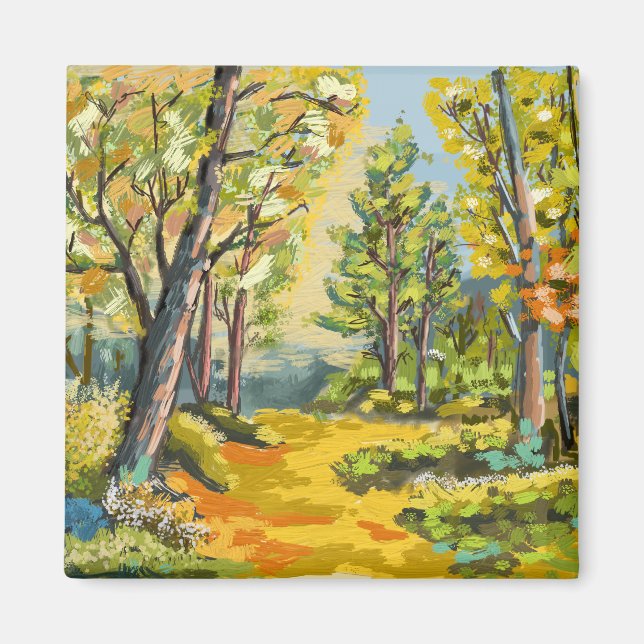 Imán Promenade en sous bois d'automne. (Frente)