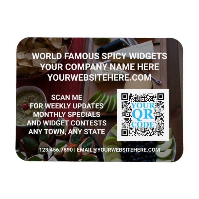 Imán Promo de Empresa de Fotografía Oscura de Código QR (Horizontal)