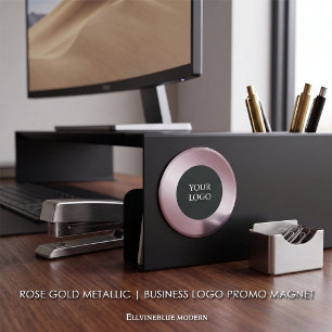 Imán Promoción de logotipo empresarial en metálico rosa