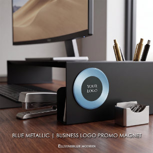 Imán Promoción de logotipo empresarial metálico azul