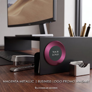 Imán Promoción de logotipo empresarial metálico magenta