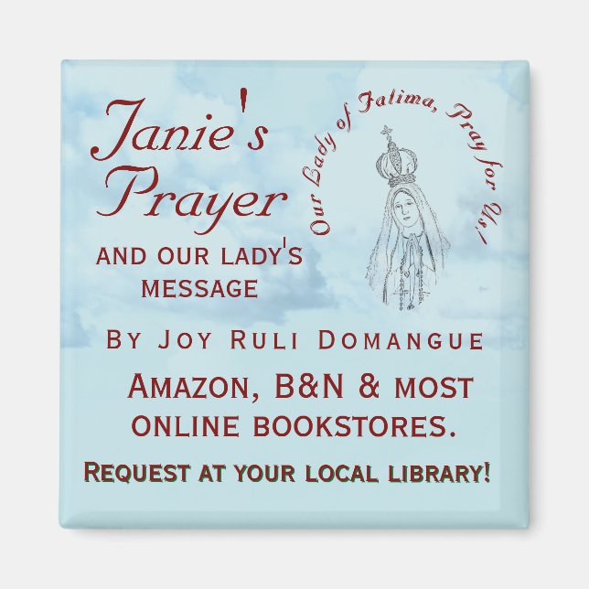 Imán promocional de la oración de Janie (Frente)