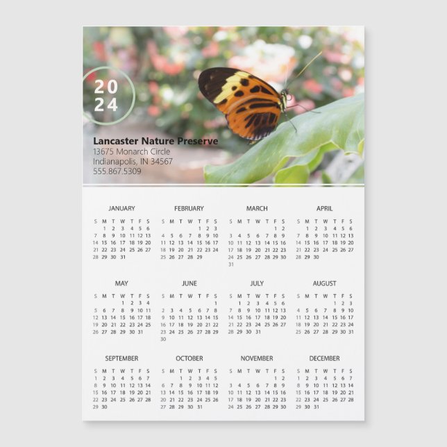 Imán Promocional de Mariposa en el Calendario 2024 (Anverso)