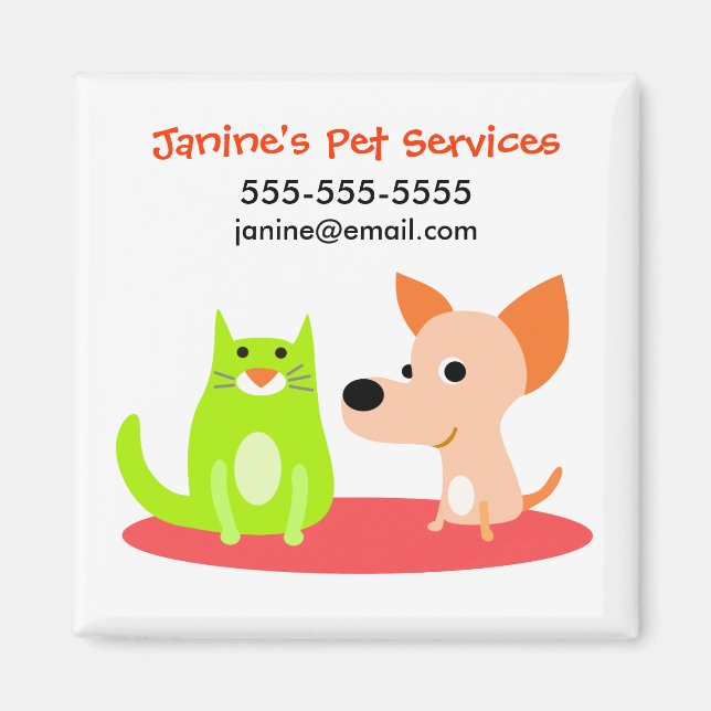 Imán promocional de servicios de mascota (Frente)