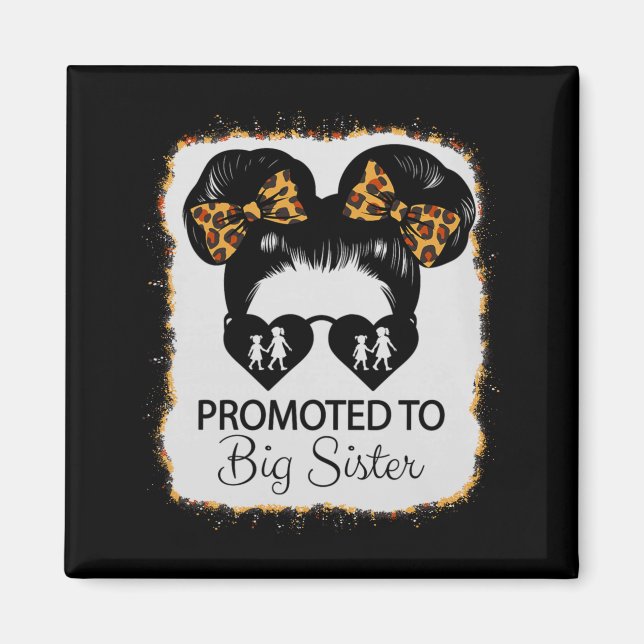 Imán Promoted To Big Sister Leopard Girl Baby Announcem (Frente)