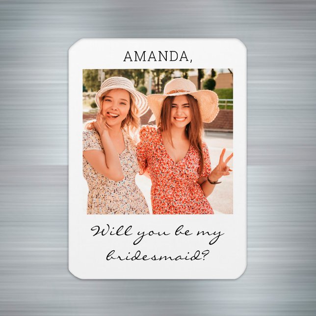 Imán Propuesta moderna personalizada para la camarera d (Modern Personalized Photo Bridesmaid Proposal Magnet
)