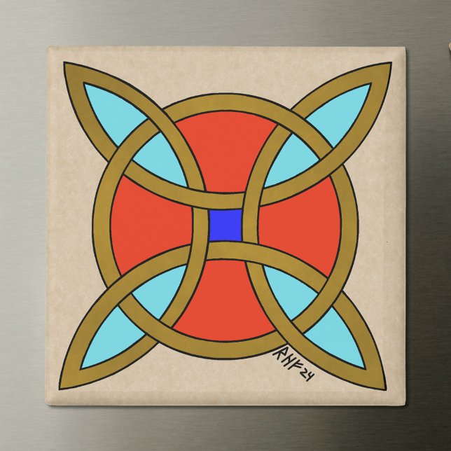 Imán Protección nórdica contra la brujería o nudo de br (Nordic Protection from Witchcraft or Witch's Knot Magnet on Steel Fridge)