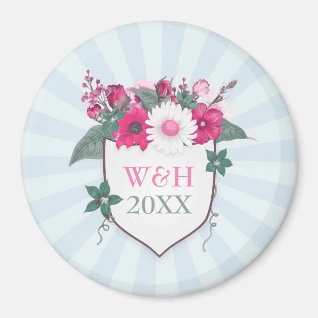 Imán Protector de monograma floral (Frente)