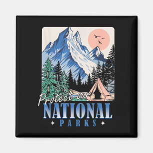 Imán Protege nuestros parques nacionales diseño retro v