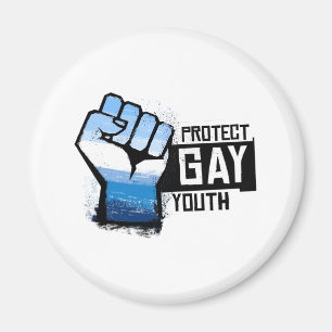 Imán Proteger a la juventud gay - Puño del orgullo azul