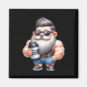 Imán Proteína de suero Gnome Dad Funny Bodybuilder Gráf