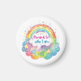 Imán Proud to Who I Am Rainbow Art Self Love Pride Gift