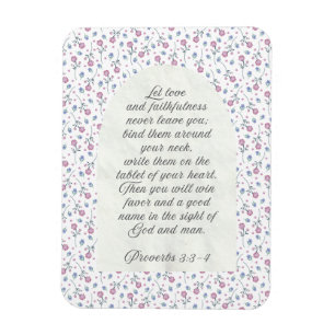Imán Proverbios 3:3–4 Escritura Floral