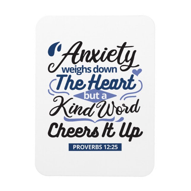 Imán Proverbs 12:25 Bible Verse – Kind Word Art (Vertical)