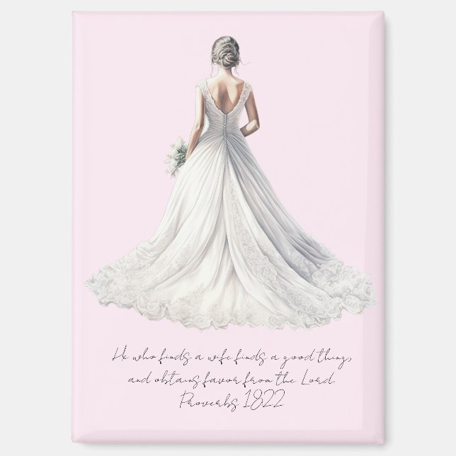 Imán Proverbs 18:22 Wedding Greeting Card (Anverso)
