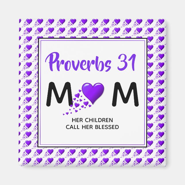 Imán PROVERBS 31 MOM Purple Hearts Day de la madre (Frente)