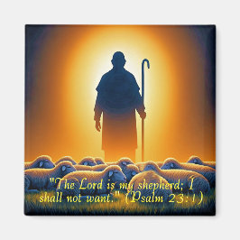 Imán Psalm 23:1 Lord as Shepherd Square Magnet