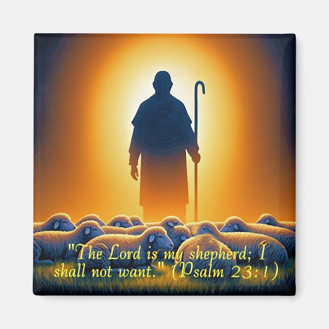 Imán Psalm 23:1 Lord as Shepherd Square Magnet (Frente)