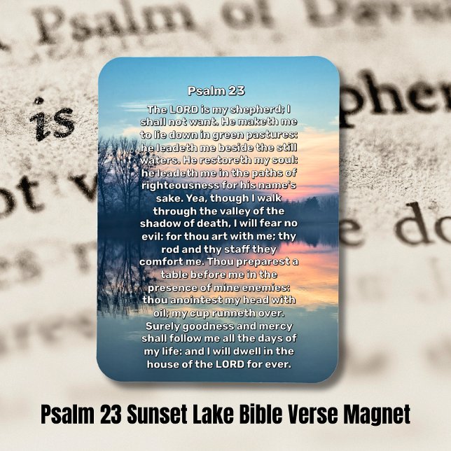 Imán Psalm 23 Sunset Lake Religious (Psalm 23 Sunset Lake Religious Magnet)