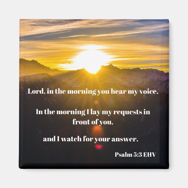 Imán Psalm 5:3 Morning Peace Bible Verse (Frente)