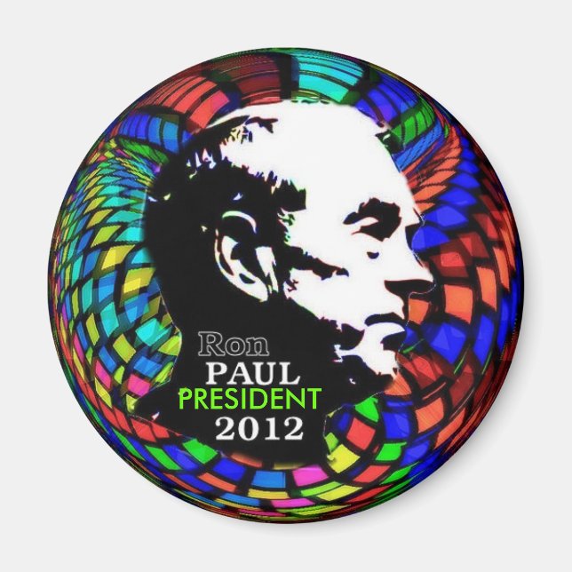 Imán psicodélico de Ron Paul 2012 (Frente)