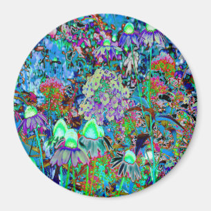 Imán Psychedelic Purple and Lime Green Garden Flowers