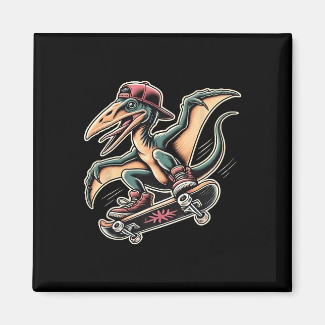 Imán Pterodáctilo de dibujos animados de patinaje radic (Frente)