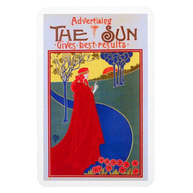 Imán Publicidad en el sol, afiche de época de 1896 (Vertical)