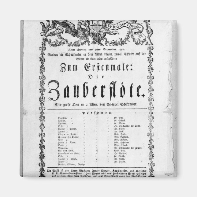 Imán Publicidad poster de "The Magic Flute" (Frente)