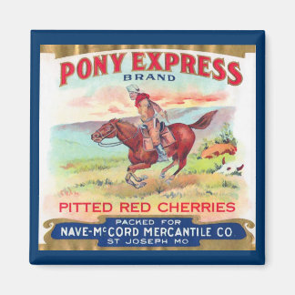 Imán publicitario de cerezas Pony Express