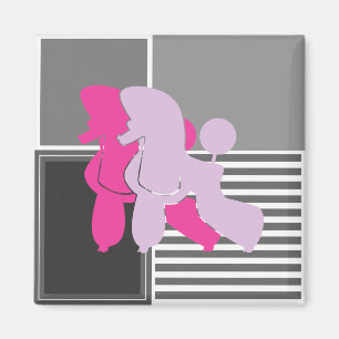 Imán Pudel Paar moderno y abstracto