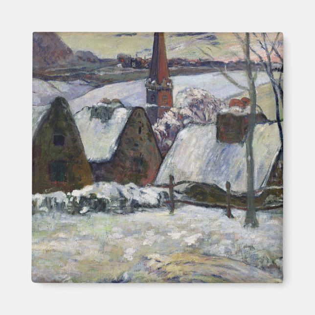 Imán Pueblo bretón bajo la nieve, 1894 (Frente)