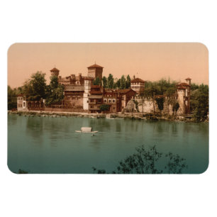 Imán Pueblo con mercado medieval del castillo, Turín,