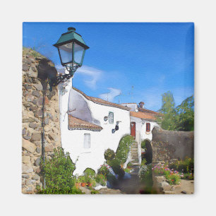 Imán Pueblo mediterráneo de acuarela