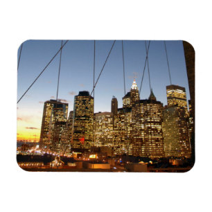 Imán Puente de Brooklyn al atardecer con horizonte de M