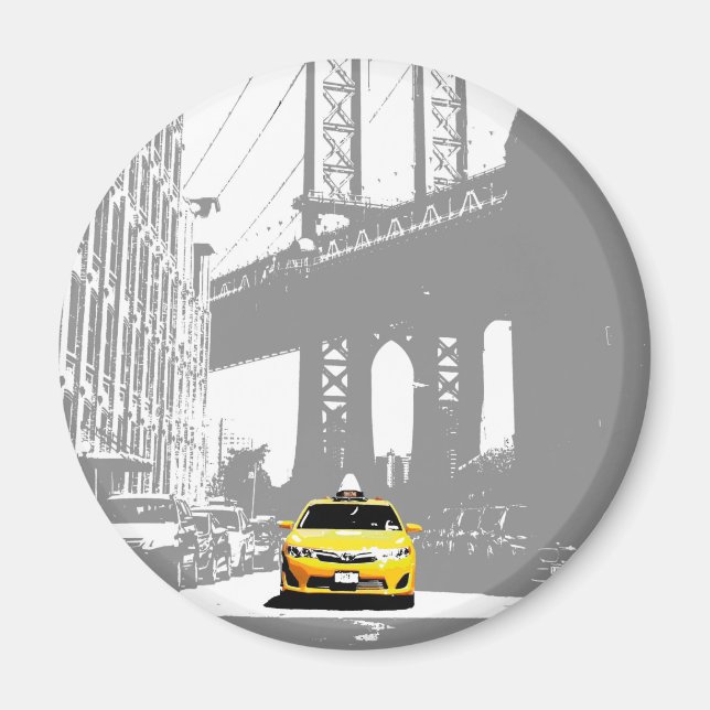 Imán Puente de Brooklyn de Nueva York Nyc Yellow Taxi (Frente)