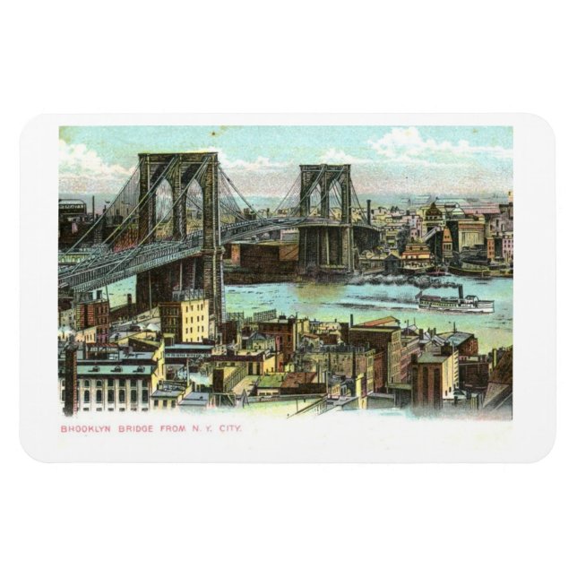 Imán Puente de Brooklyn, New York City 1910 Antigua Pos (Horizontal)